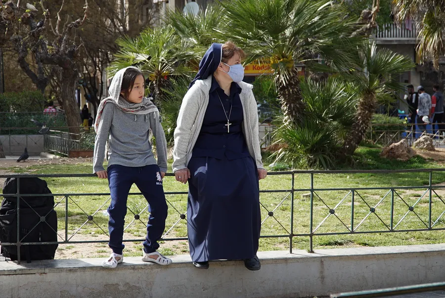 Sr. Victoria Kovalchuk with a refugee girl in Athens, Greece in April 2021.?w=200&h=150